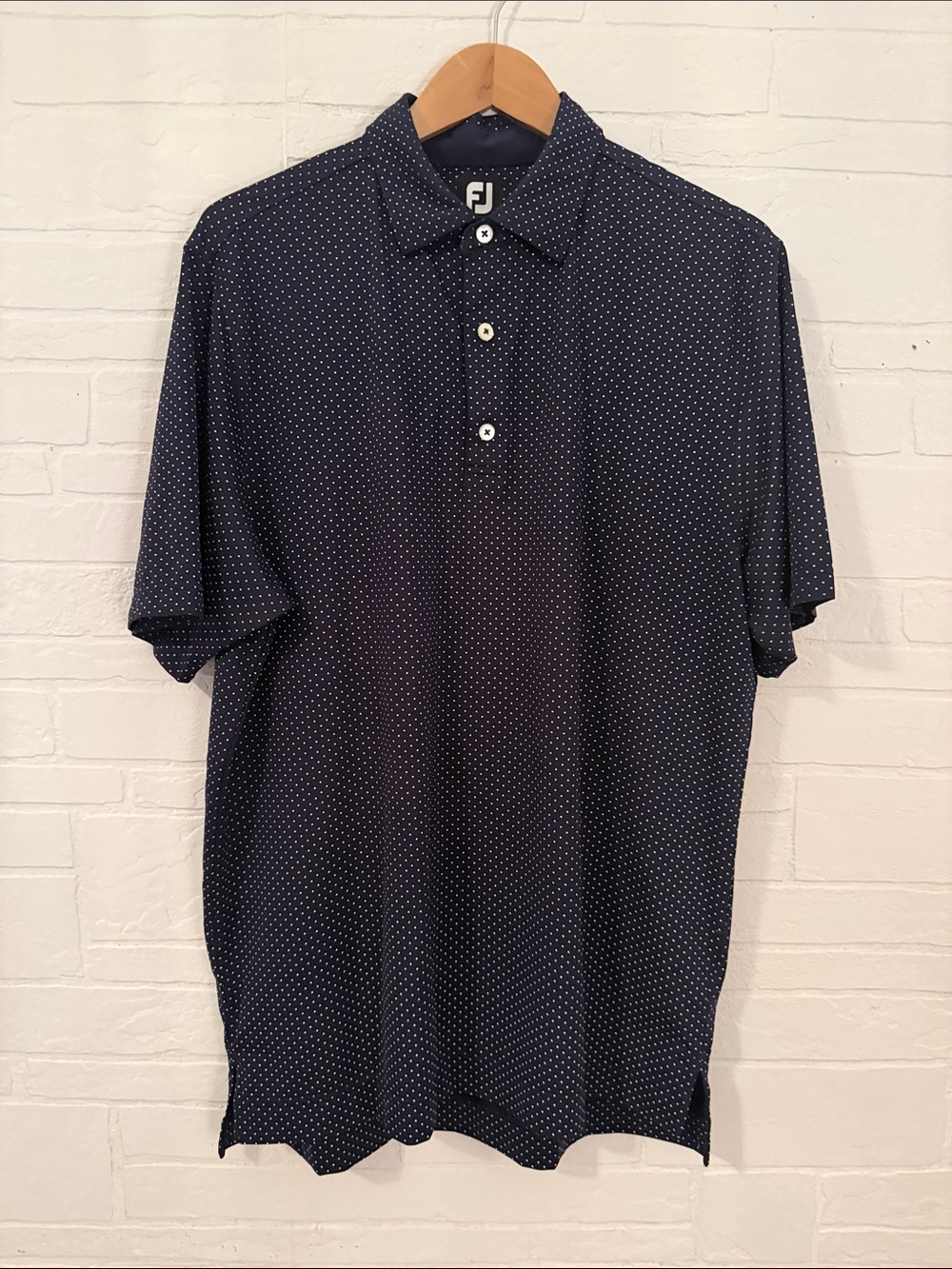 FootJoy Navy Polo with White Microdot Pattern